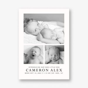 Three Photo Vertical Birth Announcement