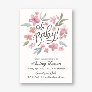 Watercolor Floral Baby Shower Invitation