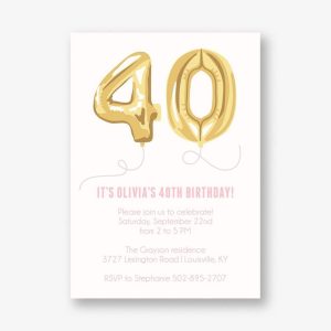 Forty Balloons Birthday Party Invitation