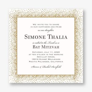 Champagne Border Bat Mitzvah Invitation