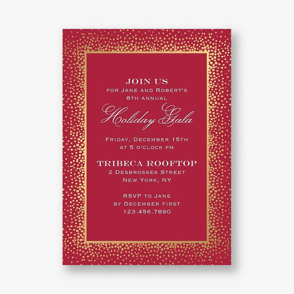 Champagne Border Holiday Party Invitation