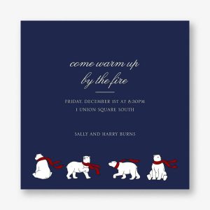 Four Bears with Scarves Holiday Party Invitation