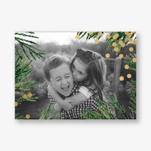 Confetti Branches Horizontal Foil Holiday Photo Card