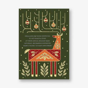 Folk Reindeer Party Invitation