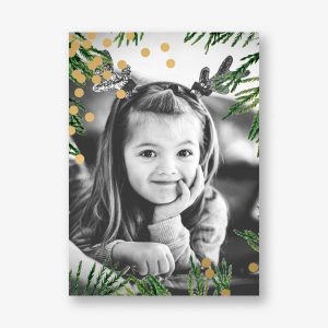 Confetti Branches Vertical Foil Holiday Photo Card