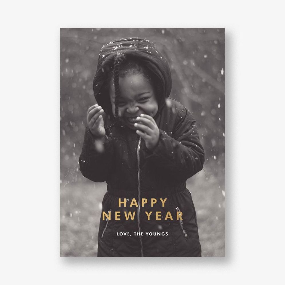 New Year Cutouts Foil Full Photo Card