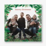 Pine Wreath Border Holiday Photo Card