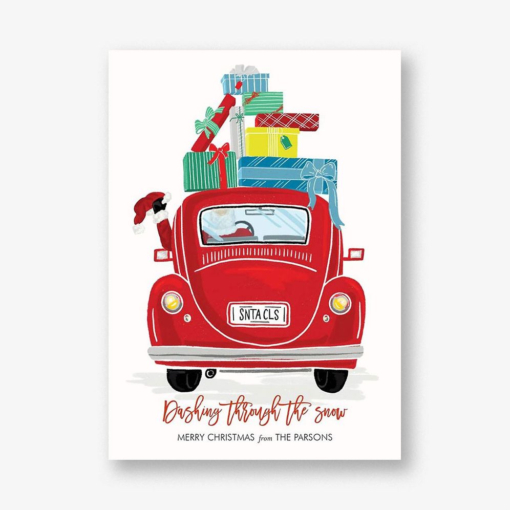 Santa Car with Presents Holiday Card
