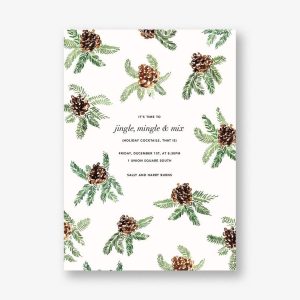 Painted Pine Cones Holiday Party Invitation