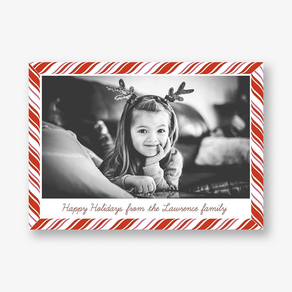 Peppermint Holiday Photo Card Horizontal