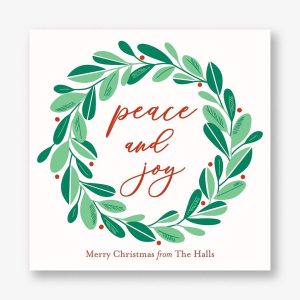 Peace and Joy Wreath Holiday Card