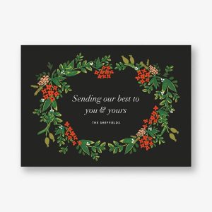 Poinsettia Garland Holiday Photo Card