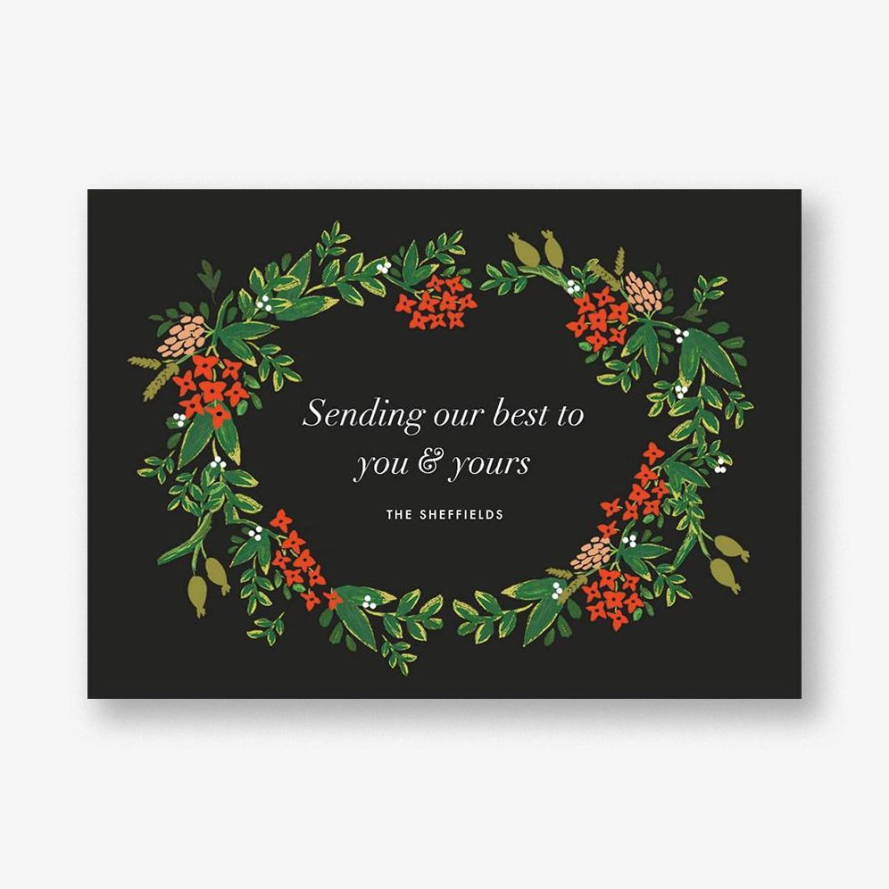 Poinsettia Garland Holiday Photo Card