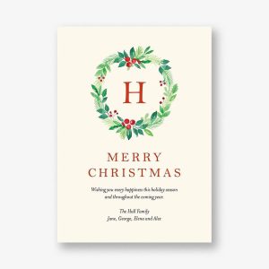 Winter Greenery Monogram Holiday Card