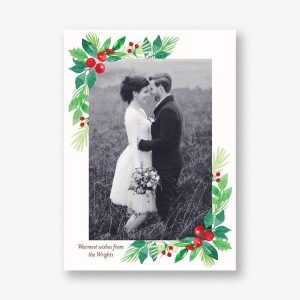 Winter Greenery Corners Vertical Photo Card