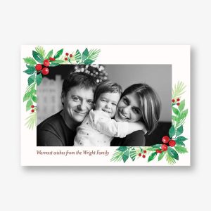 Winter Greenery Corners Horizontal Photo Card