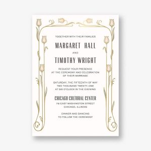 Nouveau Tulips Foil Stamped Wedding Invitation