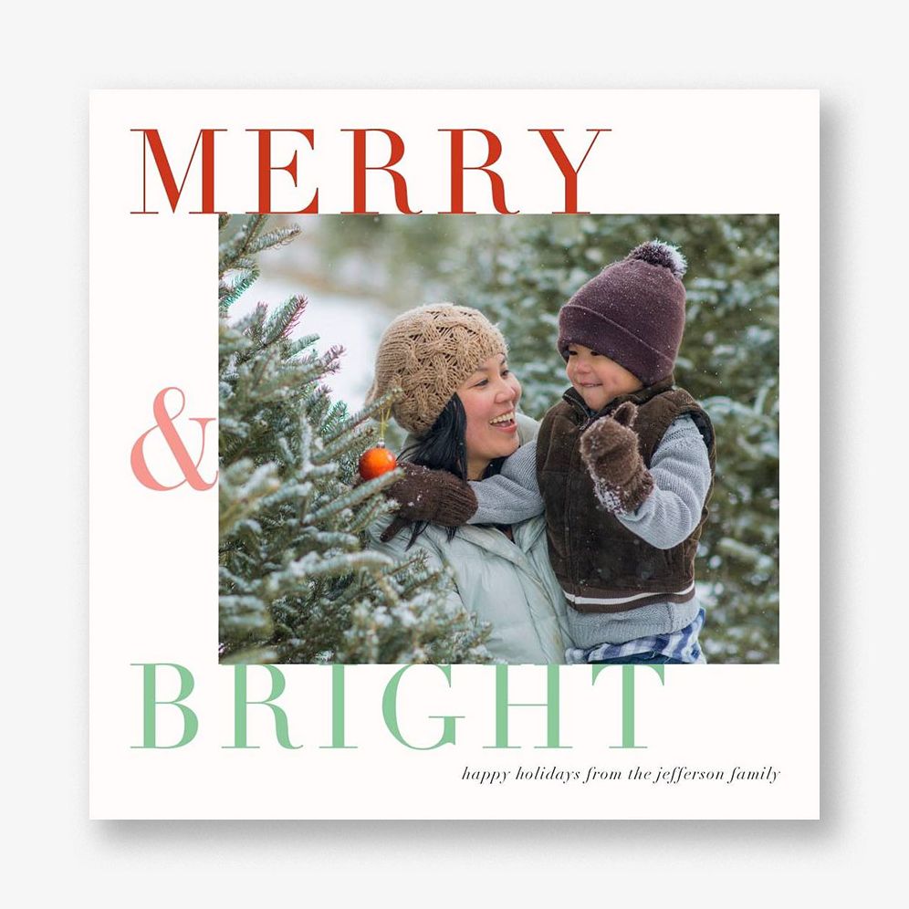Merry & Bright Type Holiday Photo Card
