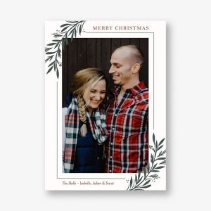 Winter Bough Corners Vertical Holiday Photo Card