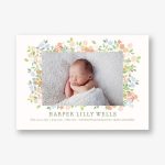 Painted Meadow Horizontal Birth Announcement