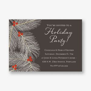 Slate Pine Branches Holiday Party Invitation