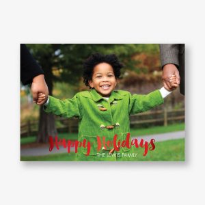 Foil Stamped Brush Horizontal Happy Holidays Photo Card
