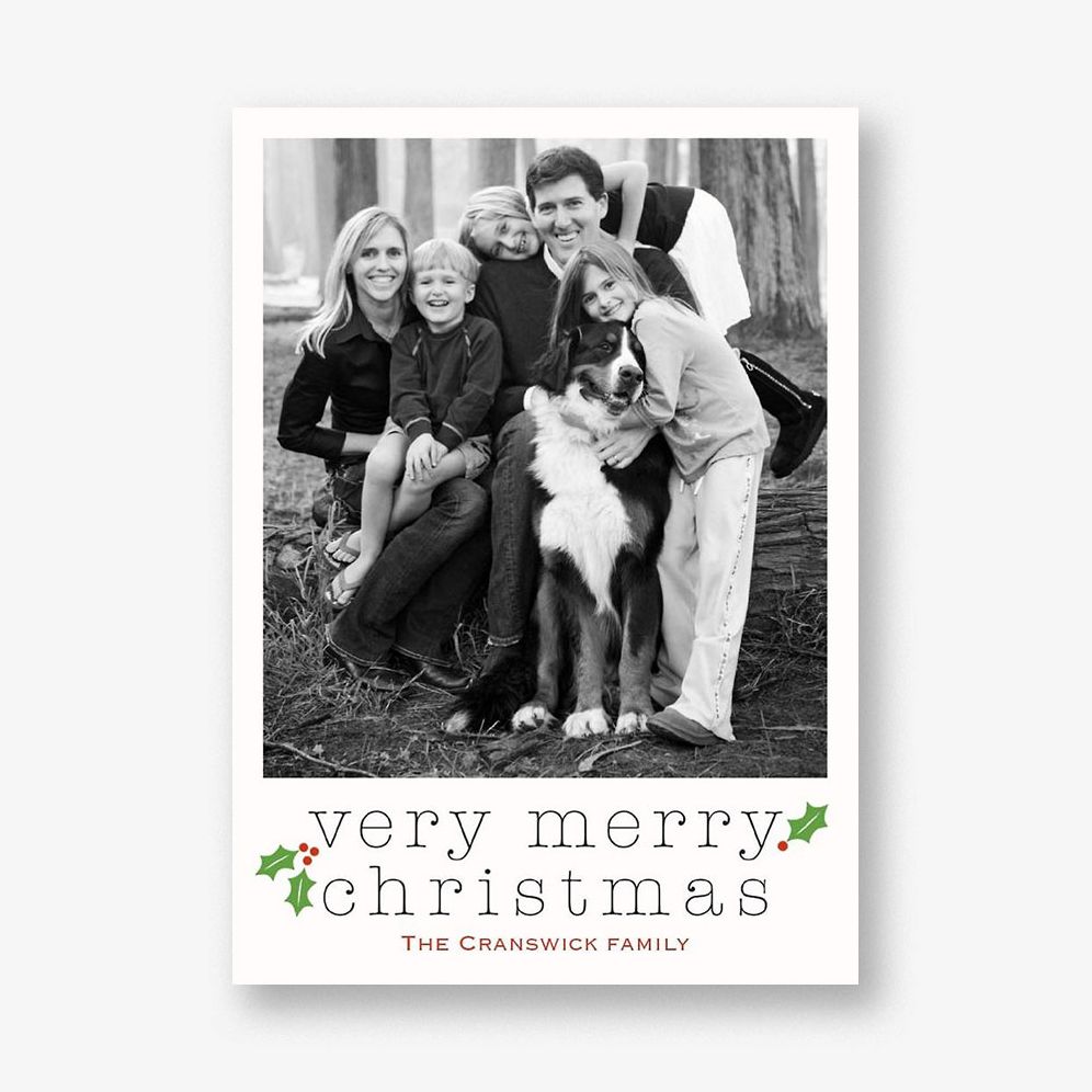 Very Merry Holly Holiday Photo Card