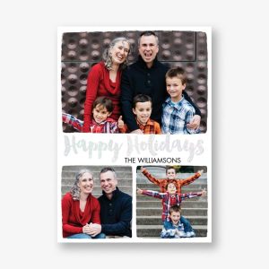 Foil Stamped Brush Frame Happy Holidays Multi-Photo Card