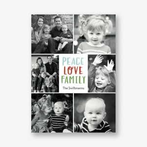 Peace Love Family Grid Holiday Multi-Photo Card