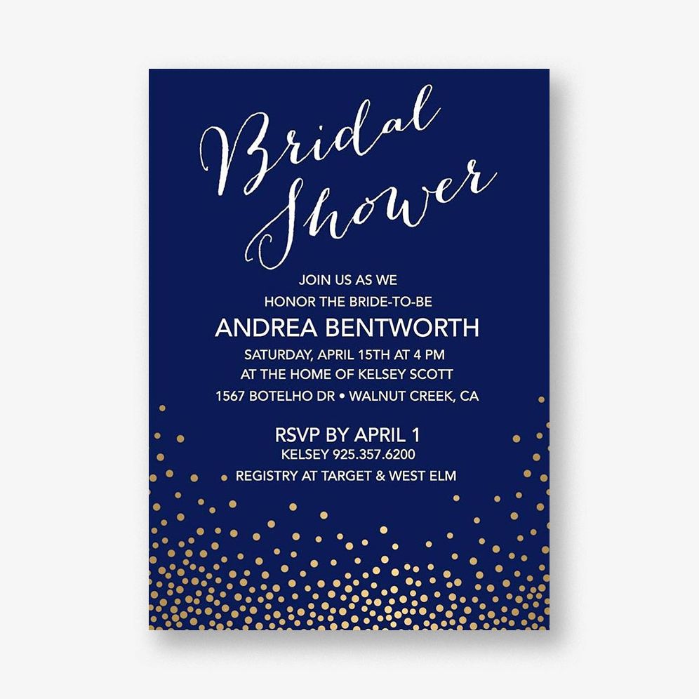Gold Foil Stamped Champagne Bridal Shower Invitation