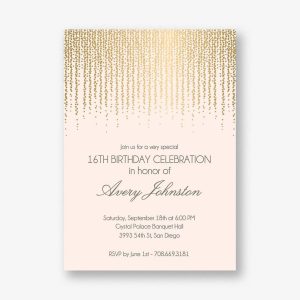 Gold Foil Stamped Chandelier Birthday Party Invitation