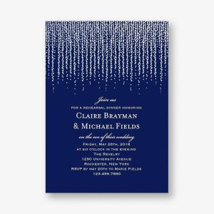Silver Foil Stamped Chandelier Rehearsal Dinner Invitation