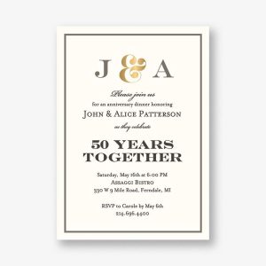 Foil Stamped Ampersand Initials Party Invitation