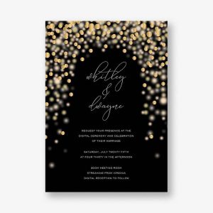 Sparkle Lights Black Wedding Invitation
