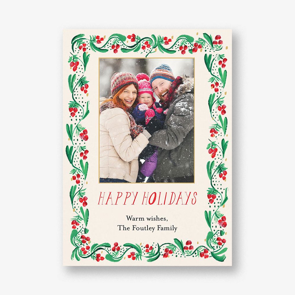 Berry Border Holiday Photo Card