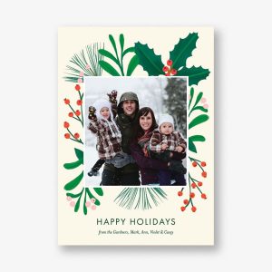 Botanical Border Holiday Photo Card
