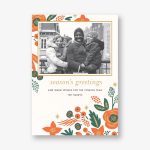 Letter Press Pointsettia Holiday Photo Card