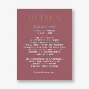 Simply Us Mauve Information Card