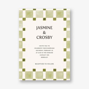 Organic Check Green Wedding Invitation
