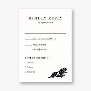 Black and White Floral Response Card