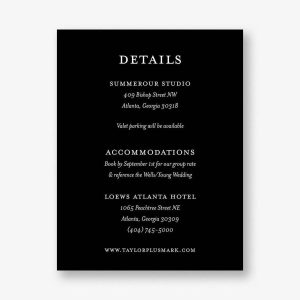 Black and White Floral Information Card