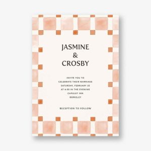Organic Check Orange Wedding Invitation
