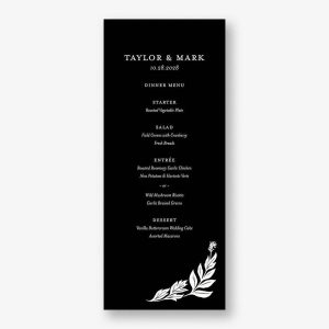 Black and White Floral Menu