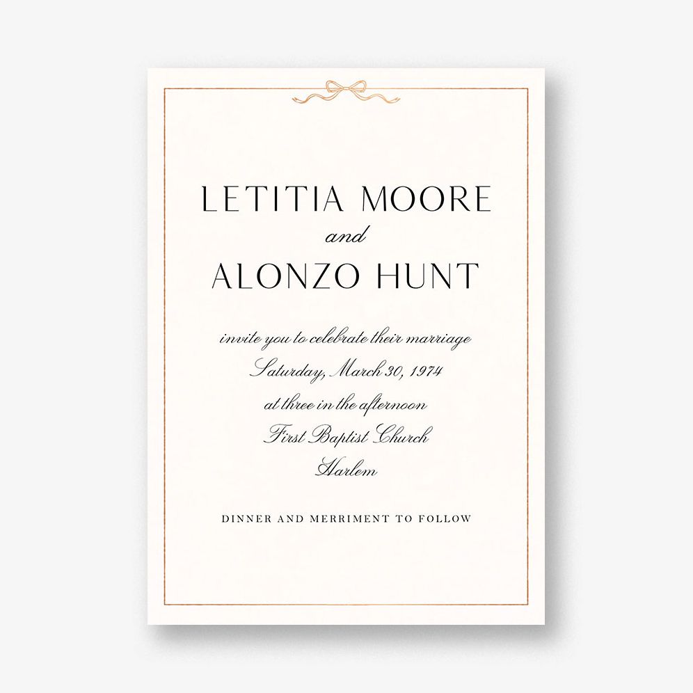 Bow Border Foil Wedding Invitation