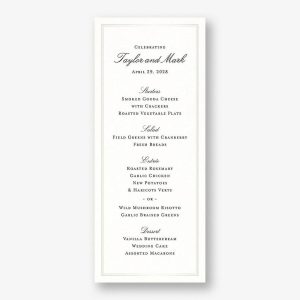 Timeless Elegance Menu