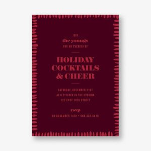 Festive Brushstroke Border Holiday Party Invitation