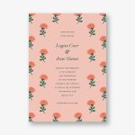 Dianthus Floral Coral Wedding Invitation