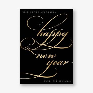 Classic Flourish Foil Script New Year Card