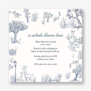 Llama Toile Nesting Party Invitation