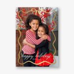 Wiggle Bow Border Foil Holiday Photo Card